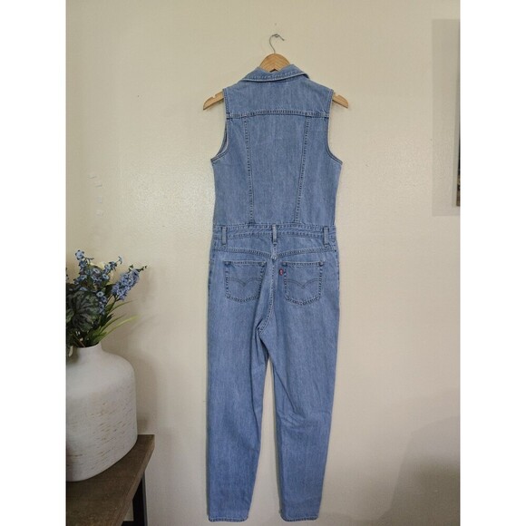 Levi's Sleeveless Jumpsuit Womens Size Small Button Down Premium Quality Blue - Picture 3 of 13